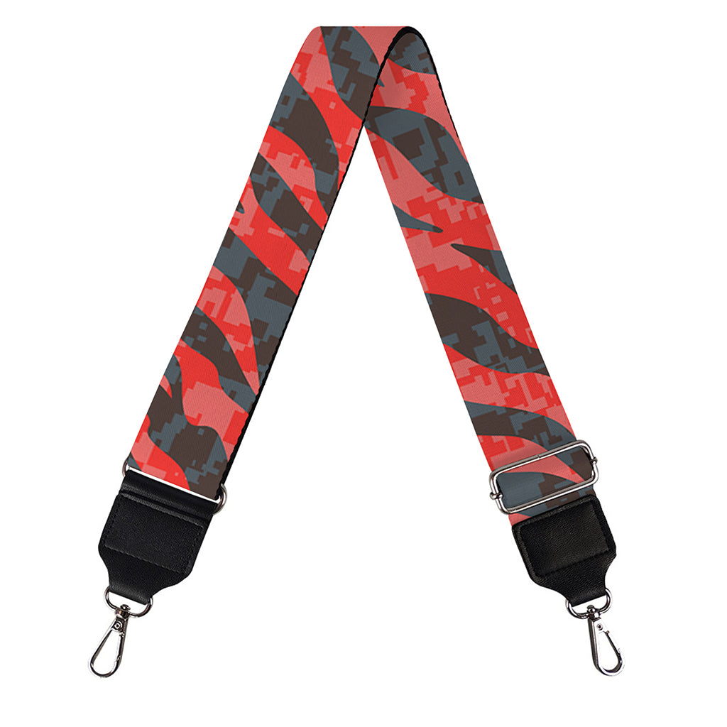Black And Red Tiger Stripe Camo Print Bag Strap