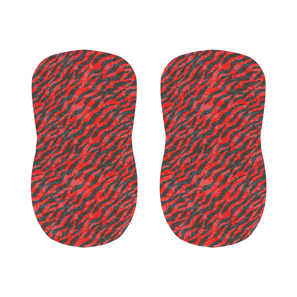 Black And Red Tiger Stripe Camo Print Bar Stool Covers