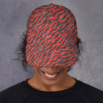 Black And Red Tiger Stripe Camo Print Baseball Cap