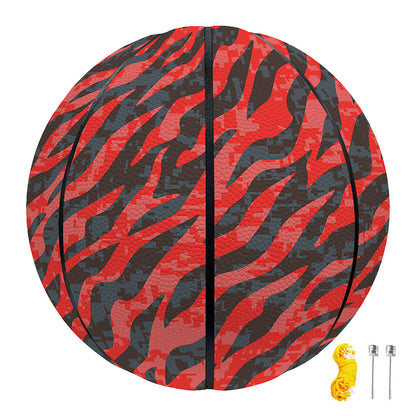 Black And Red Tiger Stripe Camo Print Basketball