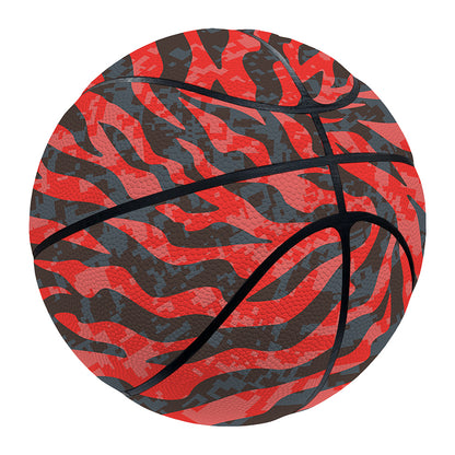 Black And Red Tiger Stripe Camo Print Basketball