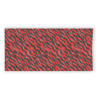 Black And Red Tiger Stripe Camo Print Beach Towel