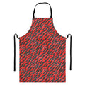 Black And Red Tiger Stripe Camo Print Bib Apron With Pocket