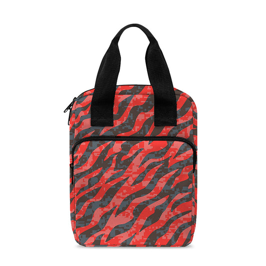 Black And Red Tiger Stripe Camo Print Bible Tote Bag