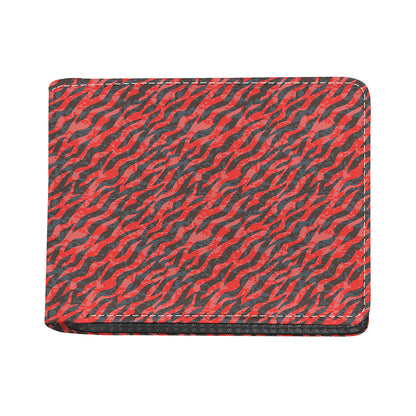 Black And Red Tiger Stripe Camo Print Bifold Wallet