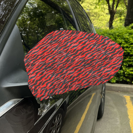 Black And Red Tiger Stripe Camo Print Car Side Mirror Covers
