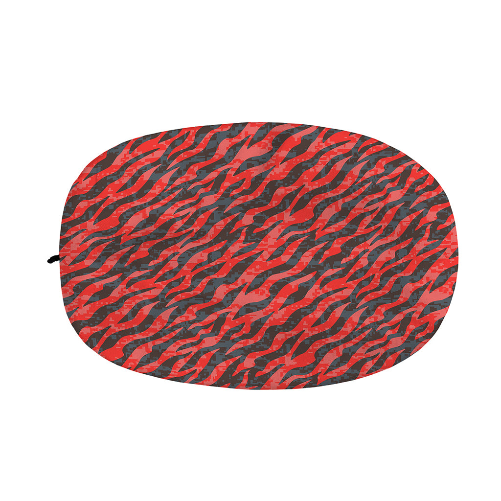 Black And Red Tiger Stripe Camo Print Car Side Mirror Covers