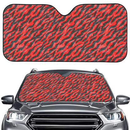 Black And Red Tiger Stripe Camo Print Car Windshield Sun Shade