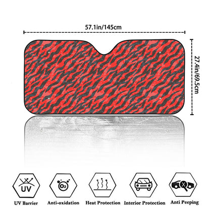 Black And Red Tiger Stripe Camo Print Car Windshield Sun Shade