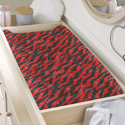 Black And Red Tiger Stripe Camo Print Changing Pad Cover
