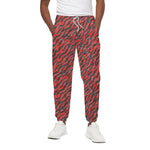Black And Red Tiger Stripe Camo Print Cotton Pants