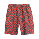 Black And Red Tiger Stripe Camo Print Cotton Shorts