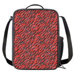 Black And Red Tiger Stripe Camo Print Crossbody Lunch Bag
