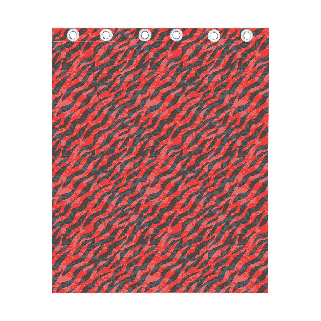 Black And Red Tiger Stripe Camo Print Curtain