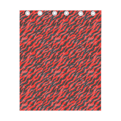 Black And Red Tiger Stripe Camo Print Curtain