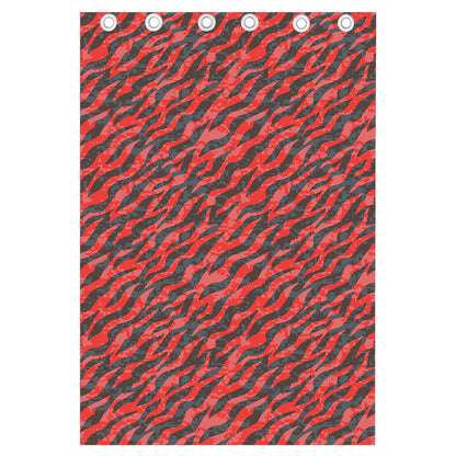 Black And Red Tiger Stripe Camo Print Curtain