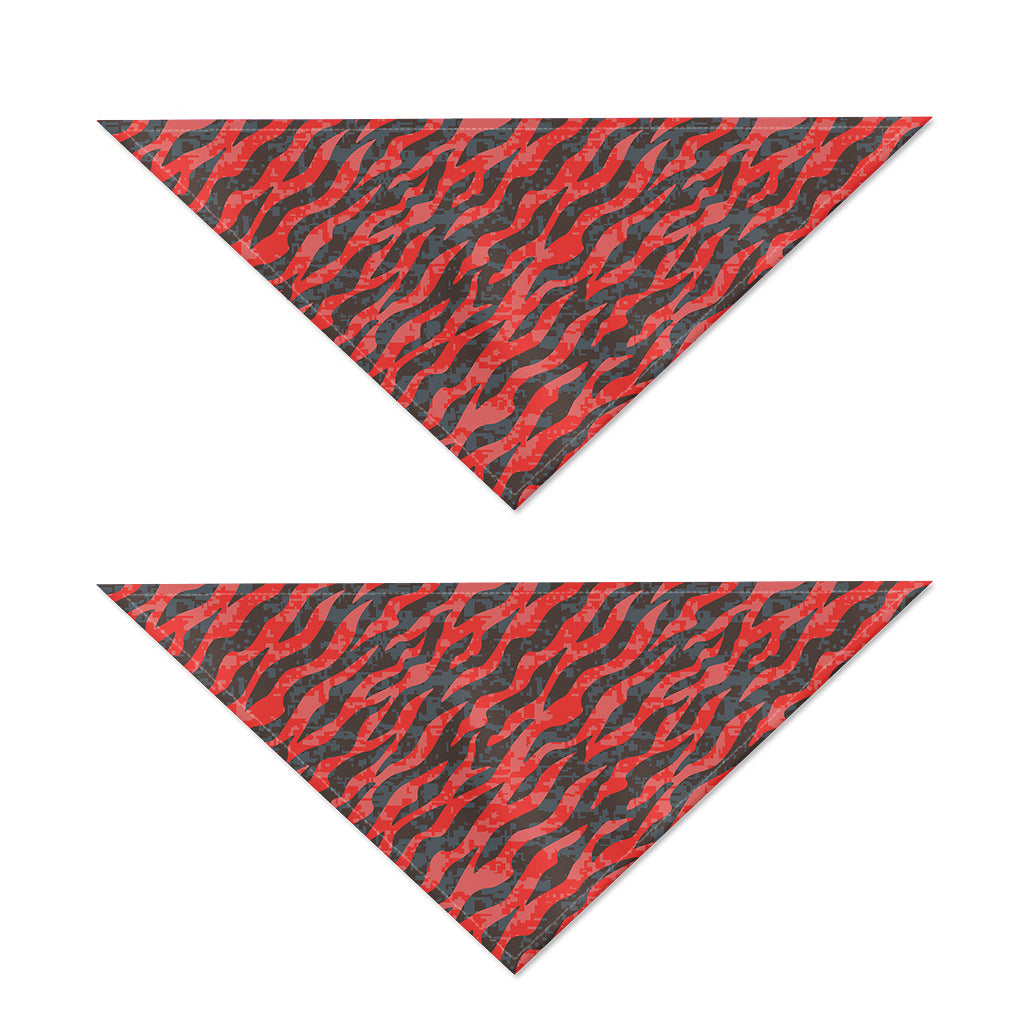 Black And Red Tiger Stripe Camo Print Dog Bandana