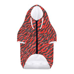 Black And Red Tiger Stripe Camo Print Dog Zip Up Hoodie