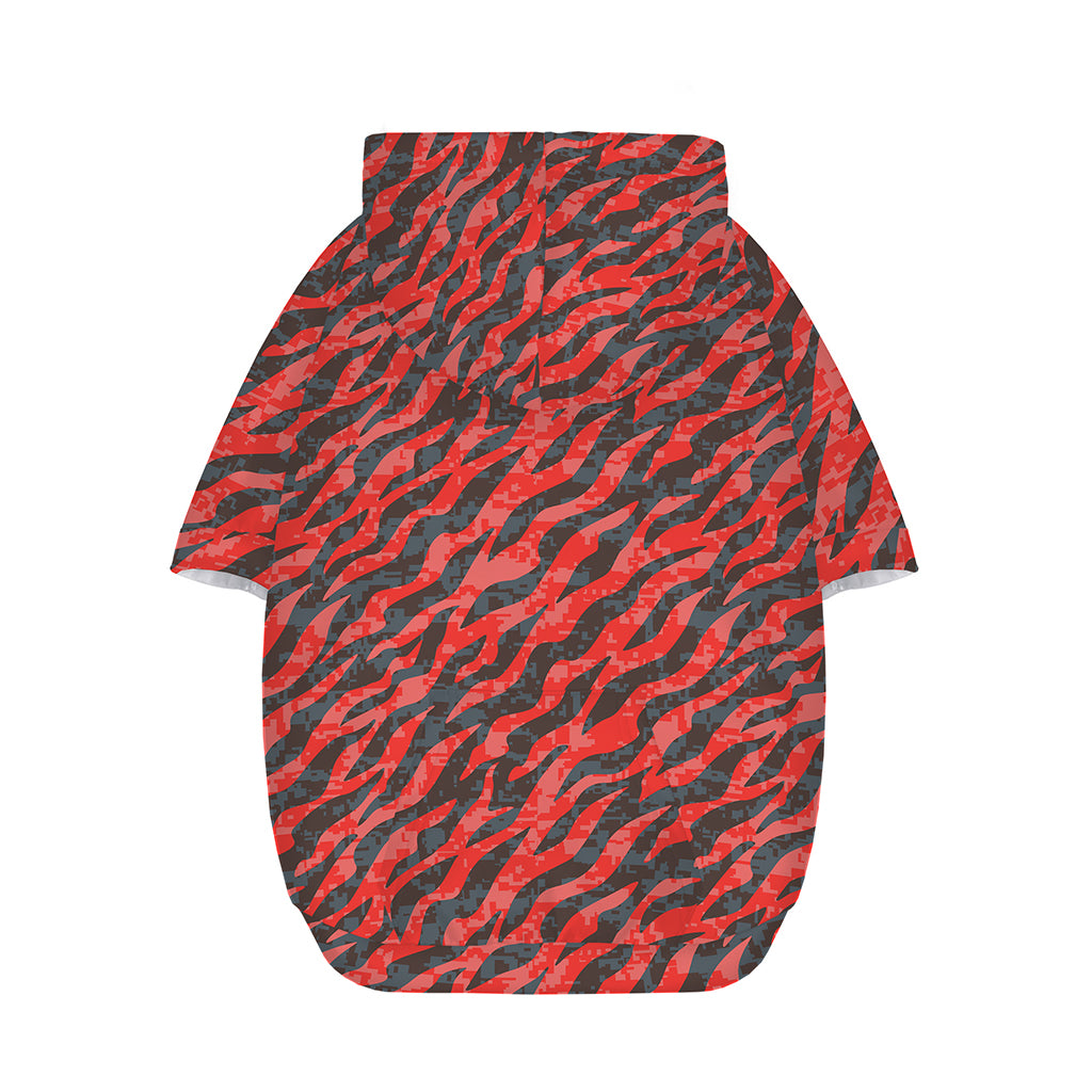 Black And Red Tiger Stripe Camo Print Dog Zip Up Hoodie