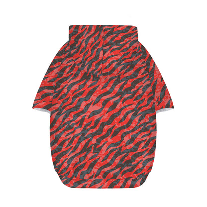 Black And Red Tiger Stripe Camo Print Dog Zip Up Hoodie