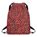 Black And Red Tiger Stripe Camo Print Drawstring Backpack
