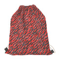 Black And Red Tiger Stripe Camo Print Drawstring Bag