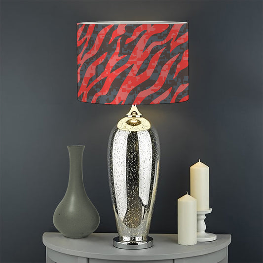 Black And Red Tiger Stripe Camo Print Drum Lamp Shade