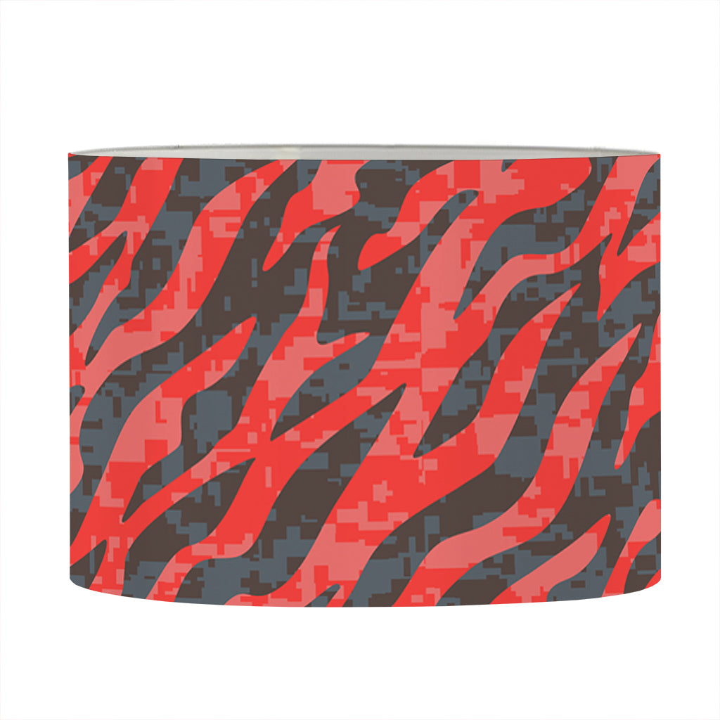 Black And Red Tiger Stripe Camo Print Drum Lamp Shade