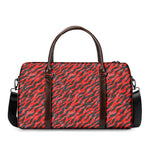 Black And Red Tiger Stripe Camo Print Duffle Bag