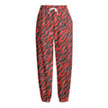 Black And Red Tiger Stripe Camo Print Fleece Lined Knit Pants
