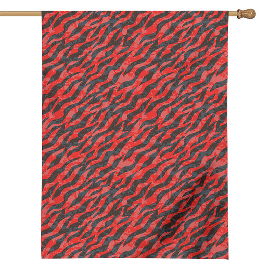Black And Red Tiger Stripe Camo Print House Flag