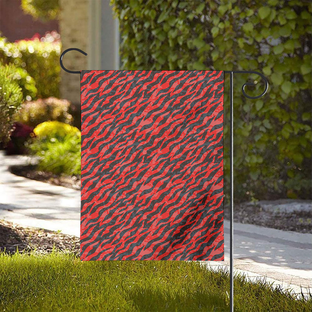 Black And Red Tiger Stripe Camo Print House Flag