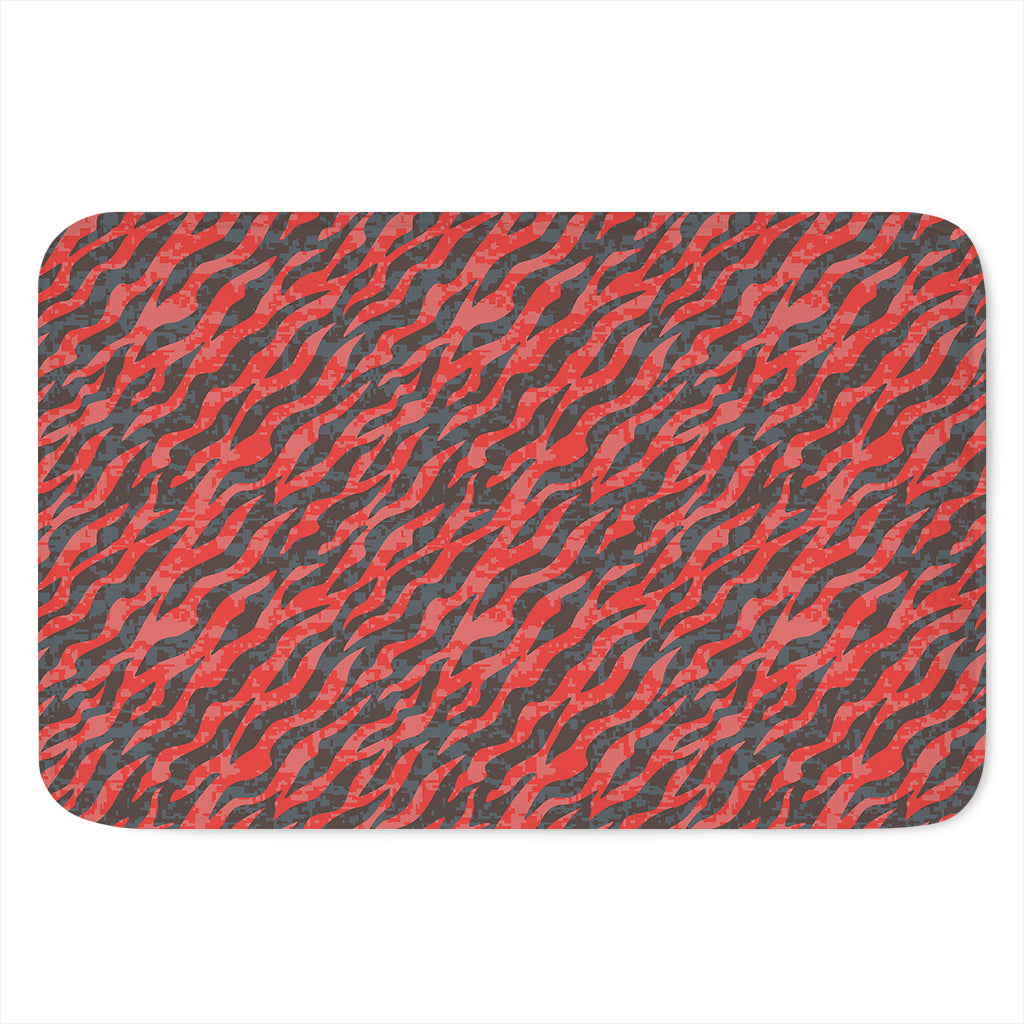 Black And Red Tiger Stripe Camo Print Indoor Door Mat