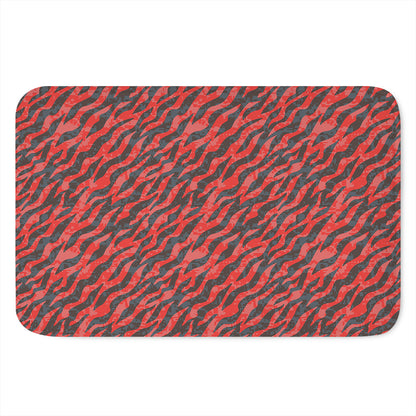 Black And Red Tiger Stripe Camo Print Indoor Door Mat