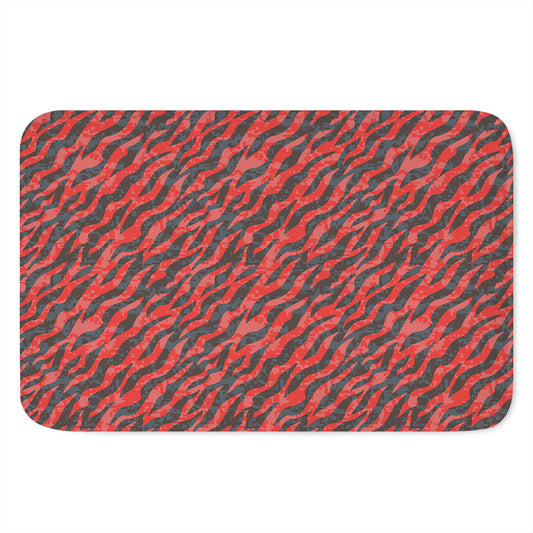 Black And Red Tiger Stripe Camo Print Indoor Door Mat