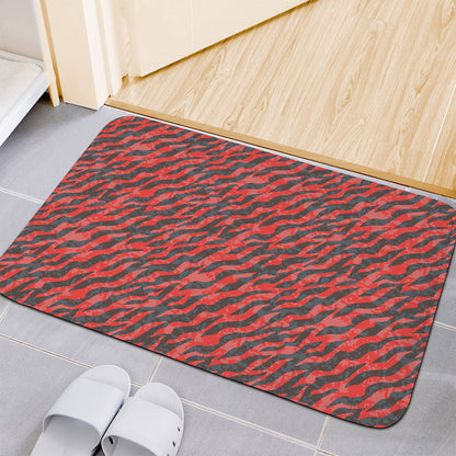 Black And Red Tiger Stripe Camo Print Indoor Door Mat