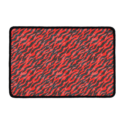 Black And Red Tiger Stripe Camo Print Kitchen Mat