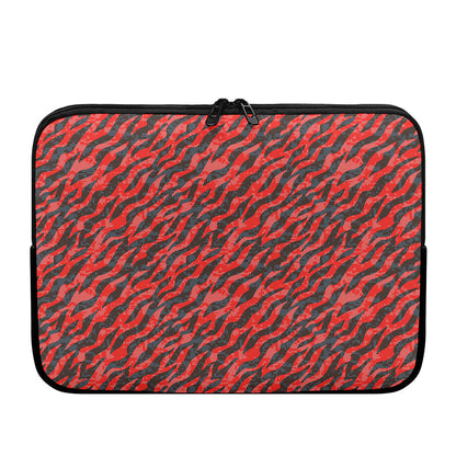Black And Red Tiger Stripe Camo Print Laptop Sleeve