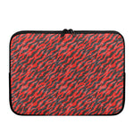 Black And Red Tiger Stripe Camo Print Laptop Sleeve