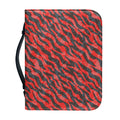 Black And Red Tiger Stripe Camo Print Leather Bible Cover