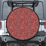 Black And Red Tiger Stripe Camo Print Leather Spare Tire Cover