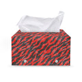 Black And Red Tiger Stripe Camo Print Leather Tissue Box Cover