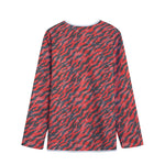 Black And Red Tiger Stripe Camo Print Long Sleeve Short Coat
