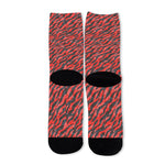 Black And Red Tiger Stripe Camo Print Long Socks