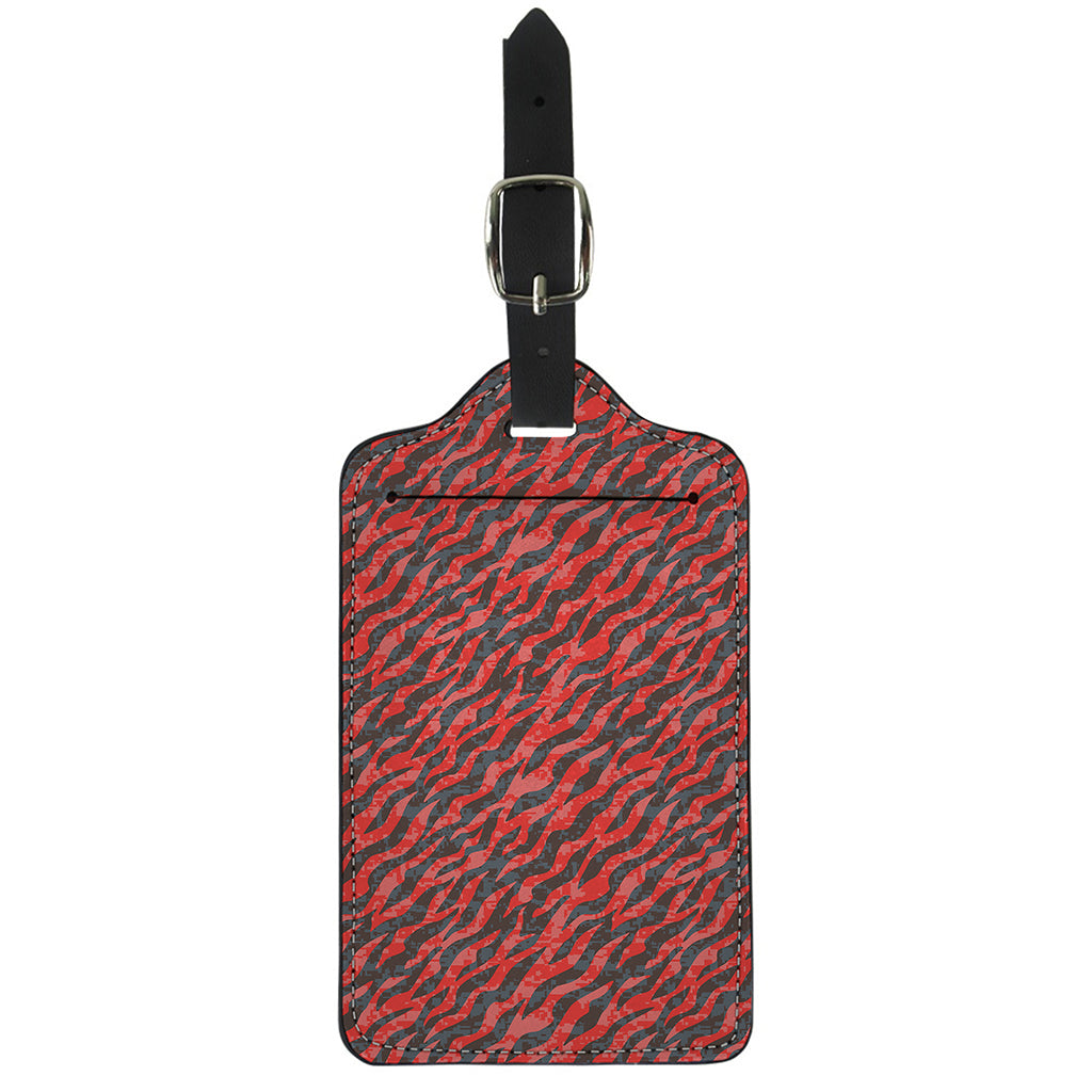 Black And Red Tiger Stripe Camo Print Luggage Tag