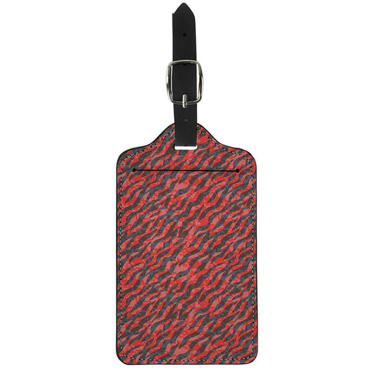 Black And Red Tiger Stripe Camo Print Luggage Tag