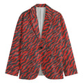 Black And Red Tiger Stripe Camo Print Men's Blazer