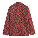 Black And Red Tiger Stripe Camo Print Men's Blazer