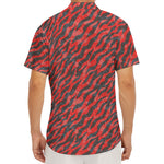 Black And Red Tiger Stripe Camo Print Men's Deep V-Neck Shirt