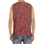 Black And Red Tiger Stripe Camo Print Men's Fitness Tank Top